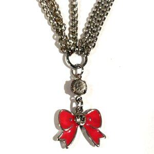 Silver tone Layered Forehead Jewelry - Head Chain Pink Bow - Women's Fashion